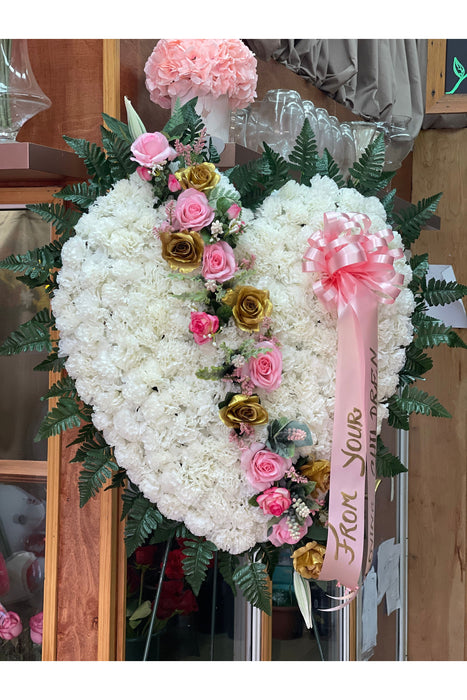 Healing Embrace Broken Heart Sympathy Arrangement | Artificial Flower Memorial Tribute