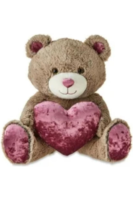 Brown Teddy Bear with Burgundy Heart - Plush Gift of Love